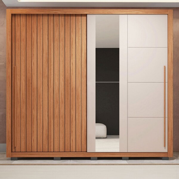 Guarda-roupa Casal Romanus 2 Portas 4 Gavetas Com Espelho Fre