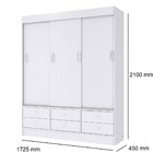 Guarda Roupa Casal Roupeiro 3 Portas De Correr 6 Gavetas Lilás