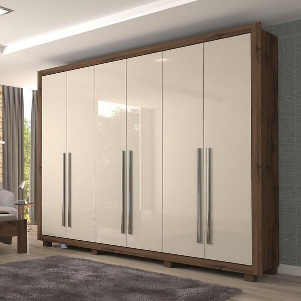 Guarda Roupa Casal Roupeiro Grande 6 Portas 4 Gavetas Mdf Mar