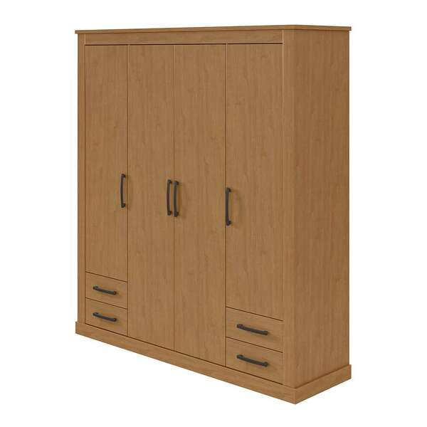 Guarda-roupa Casal Rustic 4 Pt 4 Gv Amêndoa