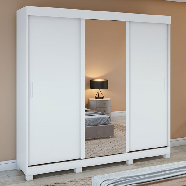 Guarda-roupa Casal Saion Plus 3 Portas 3 Gavetas Com Espelho