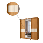 Guarda Roupa Casal Samuel Com Espelho 3 Portas 3 Gavetas Carv