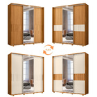 Guarda Roupa Casal Samuel Com Espelho 3 Portas 3 Gavetas Carv