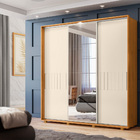 Guarda Roupa Casal Samuel Com Espelho 3 Portas 3 Gavetas Carv