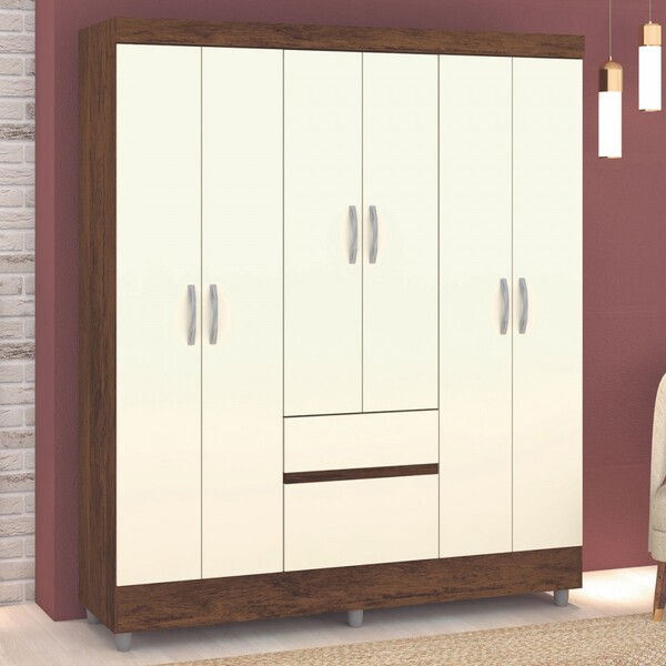 Guarda-roupa Casal San Diego 6 Portas 2 Gavetas Imbuia/champa