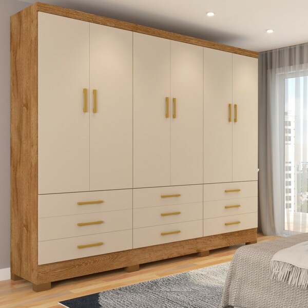 Guarda-roupa Casal San Diego 6 Portas 9 Gavetas Canelato/bril