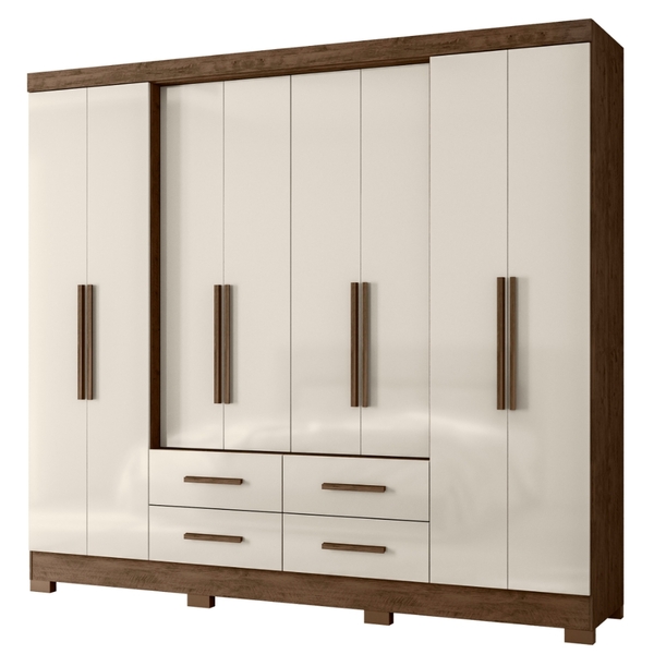 Guarda Roupa Casal San Lorenzo 8 Portas Castanho Wood Off Whi