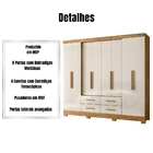 Guarda Roupa Casal San Lorenzo 8 Portas Freijó Off White Moval