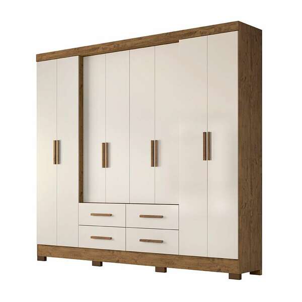 Guarda-roupa Casal San Lorenzo 8 Pt 4 Gv Baunilha Ecastanho W