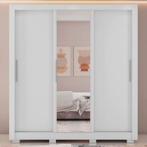 Guarda-roupa Casal Santiago 3 Portas 2 Gavetas Com Espelho Br