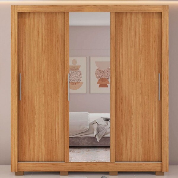 Guarda-roupa Casal Santiago 3 Portas 2 Gavetas Com Espelho Me