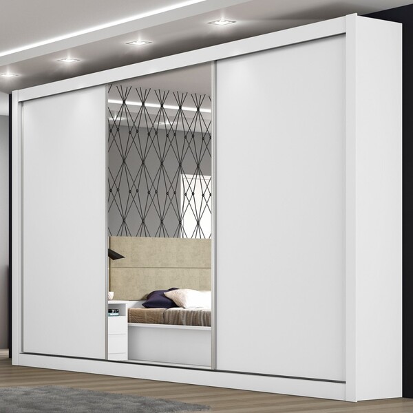 Guarda-roupa Casal Santiago 3 Portas 6 Gavetas 100% Mdf Branc