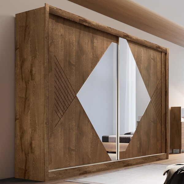 Guarda-roupa Casal Santorini 2 Portas 4 Gavetas Espelhado 100