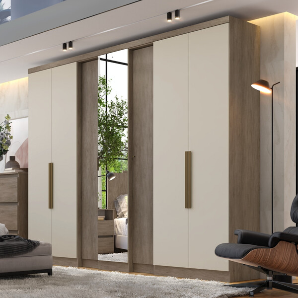 Guarda Roupa Casal Selecto Plus Glass 7 Portas Com Espelho Thb