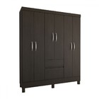 Guarda-roupa Casal Senna 6 Portas 2 Gavetas Ébano - Panorama