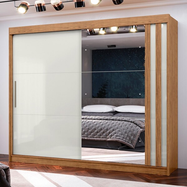 Guarda-roupa Casal Seul 100% Mdf 2 Portas 4 Gavetas Com Espel