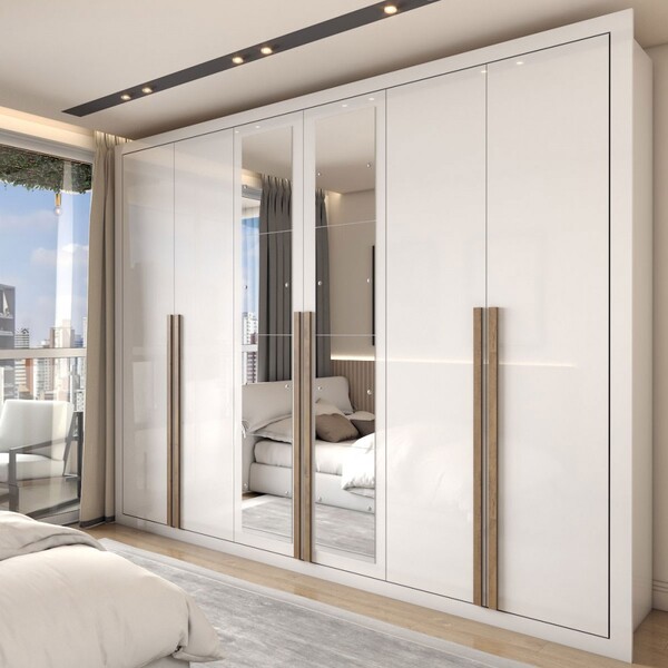 Guarda-roupa Casal Severo 6 Portas 6 Gavetas Com Espelho Bran