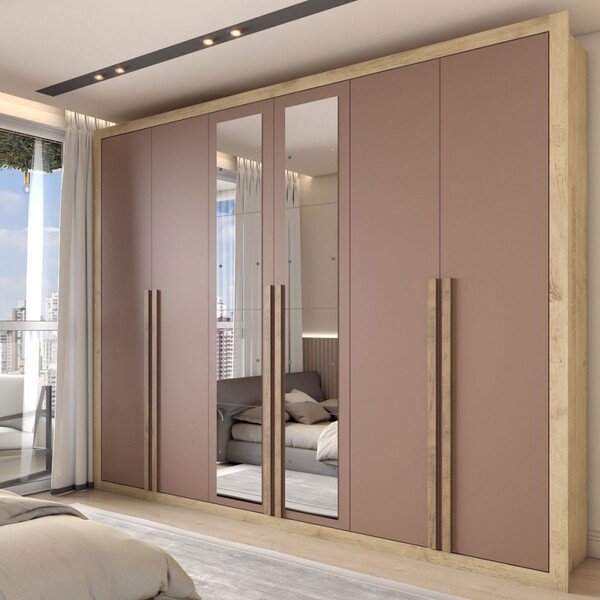 Guarda-roupa Casal Severo 6 Portas 6 Gavetas Com Espelho Capu