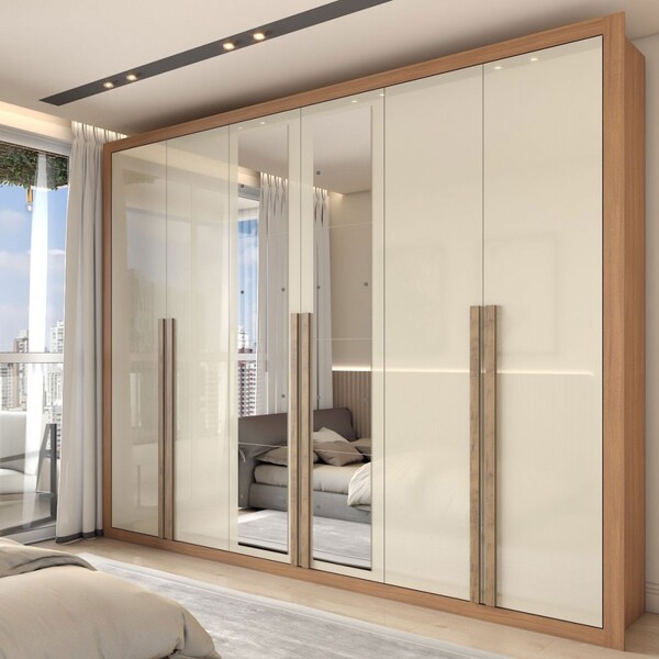 Guarda-roupa Casal Severo 6 Portas 6 Gavetas Com Espelho Cina