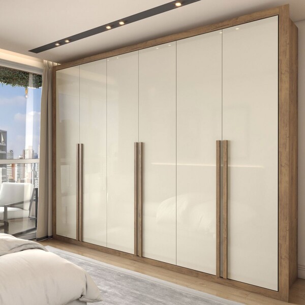 Guarda-roupa Casal Severo 6 Portas 6 Gavetas Ipê/off White -