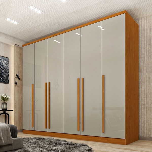 Guarda-roupa Casal Sevila 6 Portas 8 Gavetas Cinamomo/off Whi