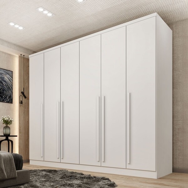 Guarda-roupa Casal Sevila 6 Portas 8 Gavetas Neve - Tcil Móve