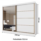 Guarda-roupa Casal Sevilha 2 Portas 6 Gavetas Espelhado Branc