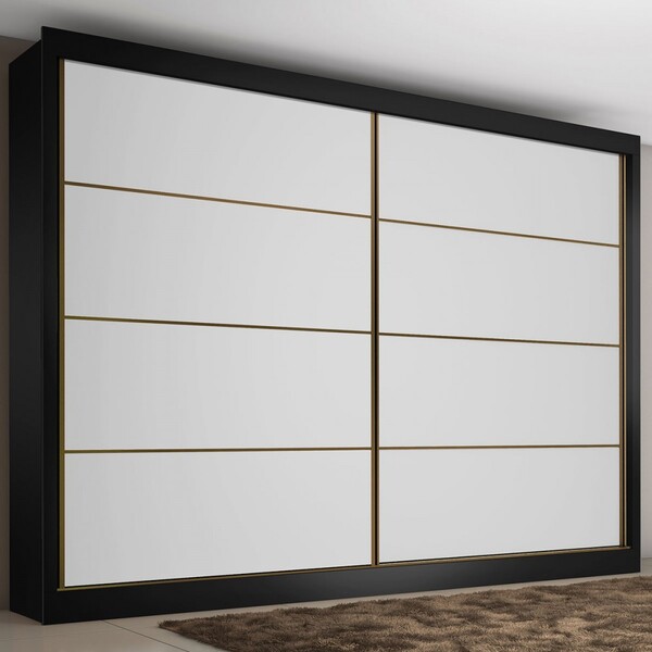 Guarda-roupa Casal Sevilha 2 Portas 6 Gavetas Flex Preto/bran