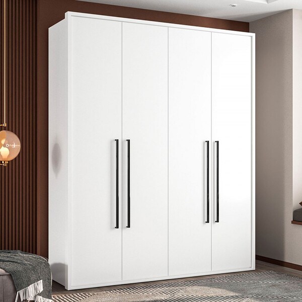 Guarda-roupa Casal Sevilha 4 Portas 2 Gavetas Branco - Polito