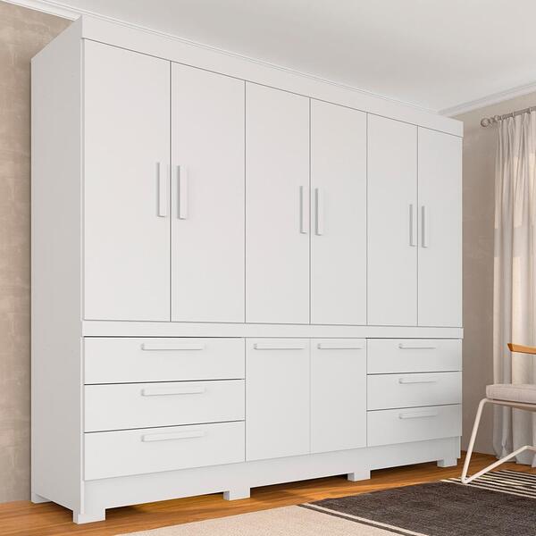 Guarda Roupa Casal Shamar 8 Portas 6 Gavetas Branco - Móveis