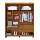 Guarda-roupa Casal Singapura 4 Portas 3 Gavetas Ripado Cinamo