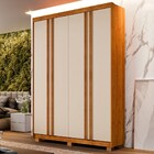 Guarda-roupa Casal Singapura 4 Portas 3 Gavetas Ripado Cinamo