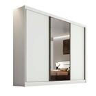 Guarda Roupa Casal Sollo 3 Portas De Correr E Espelho Branco