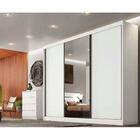 Guarda Roupa Casal Sollo 3 Portas De Correr E Espelho Branco