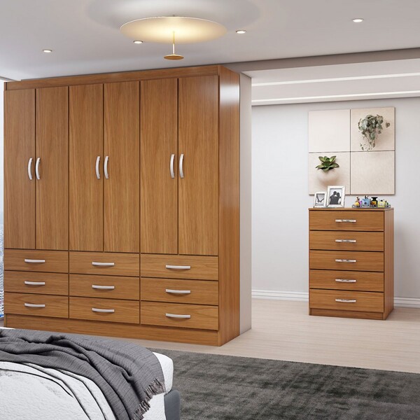 Guarda-roupa Casal Stella 6 Portas 9 Gavetas Com Cômoda 5 Gav