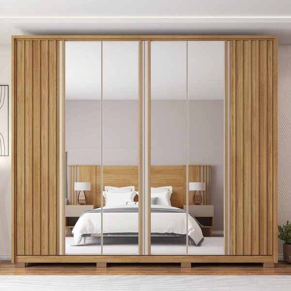 Guarda-roupa Casal Suburban Ripado Com Espelho 6 Portas 6 Gav