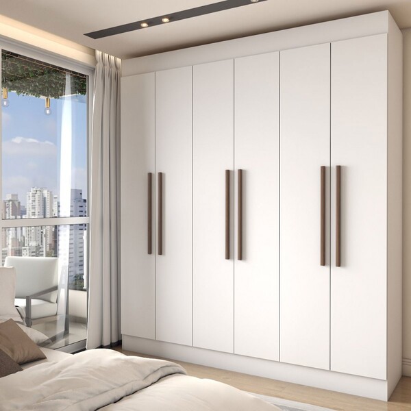 Guarda-roupa Casal Suíça 6 Portas 2 Gavetas 100% Mdf Branco -