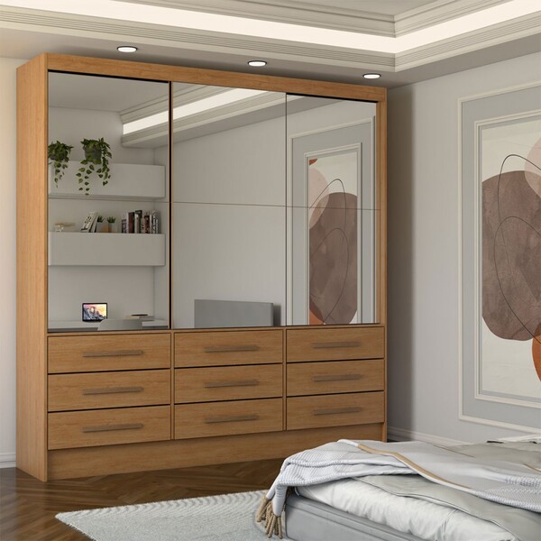 Guarda-roupa Casal Taylor Premium 3 Portas 9 Gavetas Com Espe