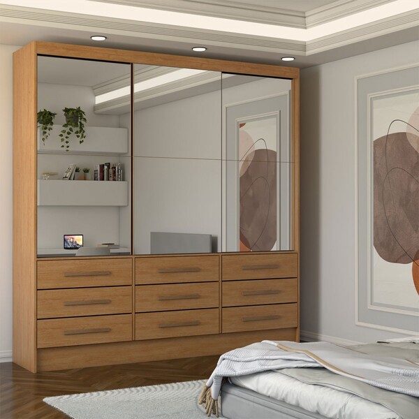 Guarda-roupa Casal Taylor Premium 3 Portas 9 Gavetas Com Espe