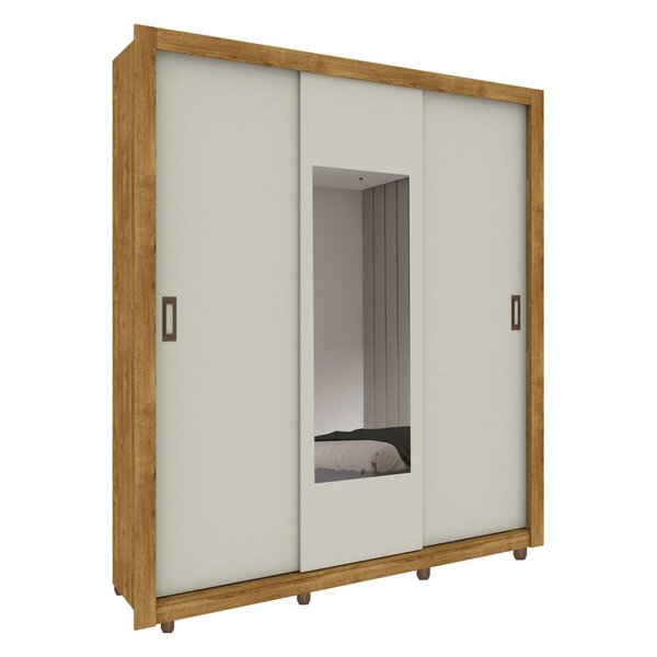 Guarda Roupa Casal Tcil Malibu Com Espelhos Pés E 3 Portas De