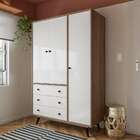 Guarda-roupa Casal Thomé 3 Pt 3 Gv Rustik Carvalho E Branco