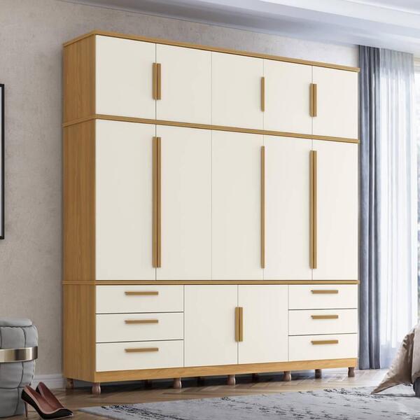 Guarda Roupa Casal Titan Com 12 Portas Carvalho Off White