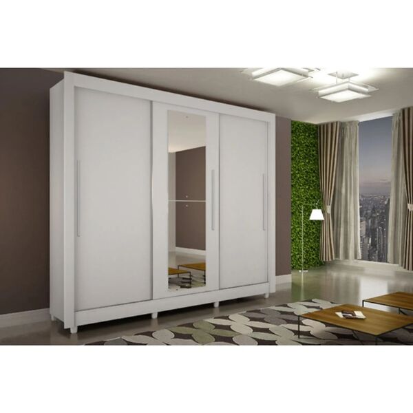 Guarda Roupa Casal Tokyo 3 Portas De Correr Com Espelho Salle