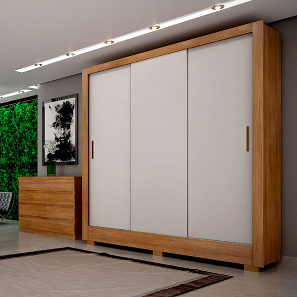 Guarda Roupa Casal Topazio 3 Portas 3 Gavetas Com 6 Pés Clic