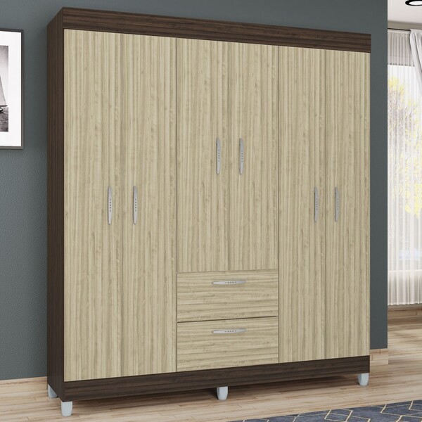 Guarda-roupa Casal Tóquio 6 Portas 2 Gavetas Chocolate/castan