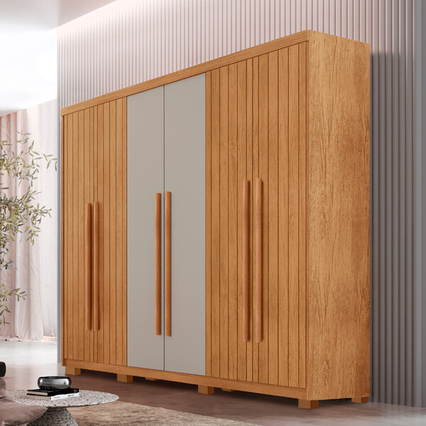 Guarda Roupa Casal Toronto 100 Mdf 6 Portas E 2 Gavetas Com P