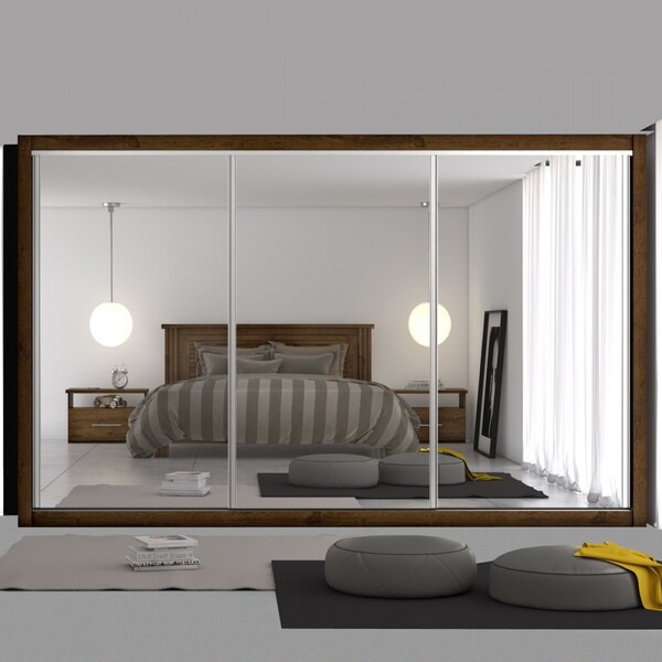 Guarda-roupa Casal Toronto 3 Portas 6 Gavetas Braúna - Europa