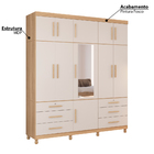 Guarda-roupa Casal Triton Plus Espelho - Freijó/off White