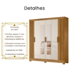 Guarda Roupa Casal Valença Com Espelho 6 Portas Freijó Off Wh