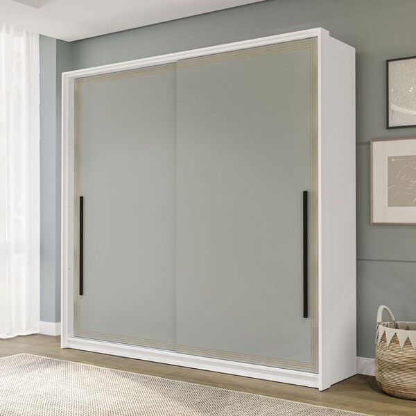 Guarda-roupa Casal Valência 2 Portas 2 Gavetas Branco/verde -